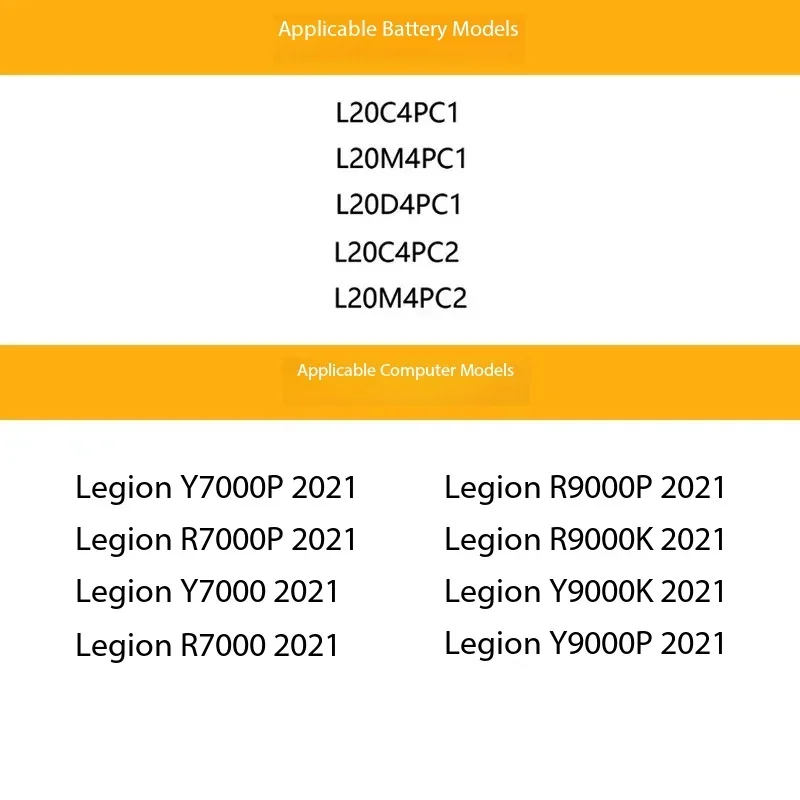 High Capacity 15.36V 5210mAh Li-ion Battery For Lenovo R9000P Y7000P Legion5 Pro 2021 L20C4PC1
