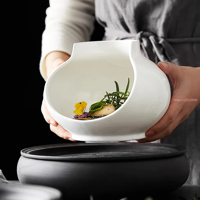 

High-end Restaurant Artistic Conception Dish Club Dry Ice Cold Bowl Molecular Gourmet Household Salad Fruit