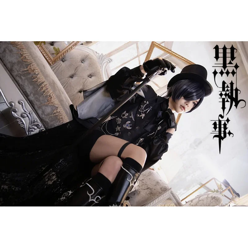 Anime Black Butler Kuroshitsuji Cosplay Ciel Phantomhive Costume 15th Anniversary Black Suits Cosplay