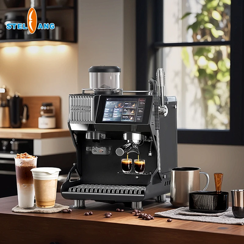 Stainless Steel Semi-automatic Coffee Maker 3 In 1 Multifunctional Commercial Expresso Coffee Machines