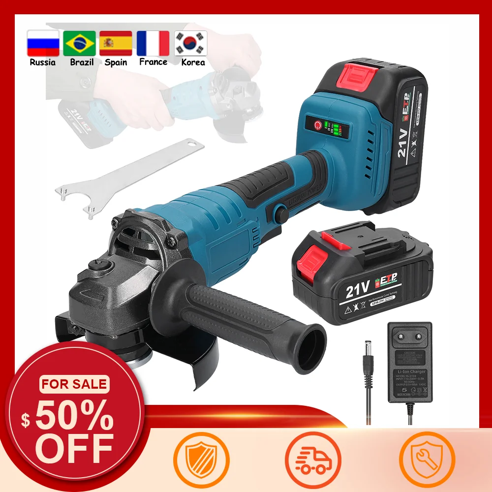 21V 125mm M14 Angle Grinder Brushless Motor Electric Grinding Tool Multifunctional Lithium Cutting Machine Utility Power Tool