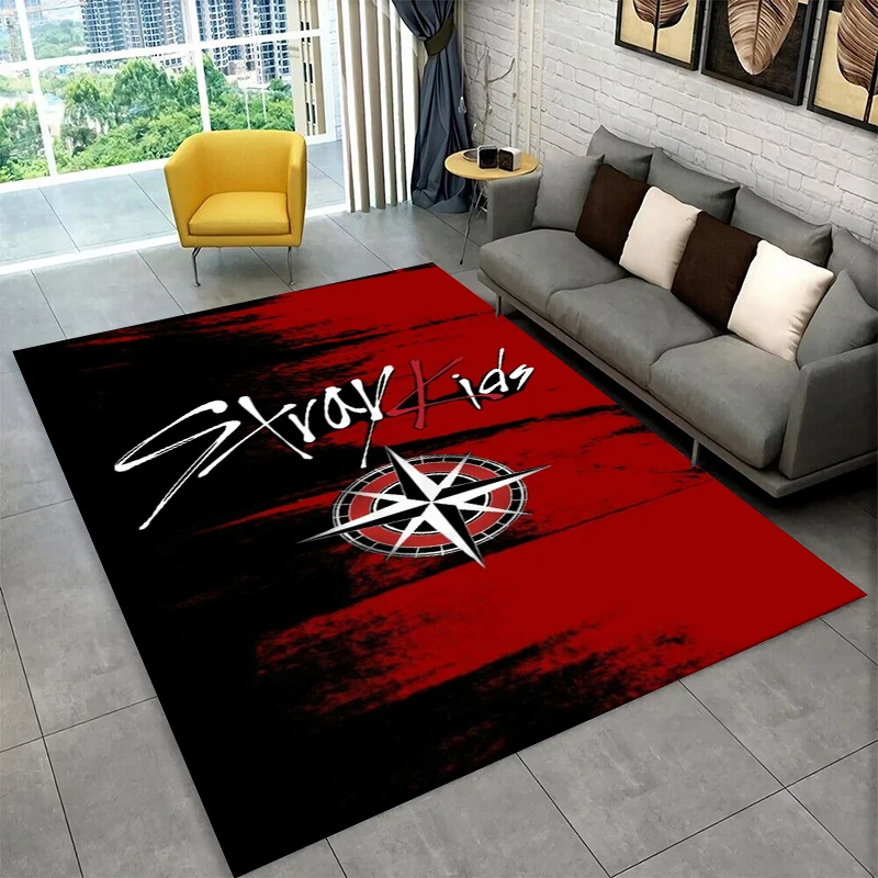 Kpop Stray Kids Music Star Carpet Rug for Playroom Bedroom Living Room Sofa Home Decor,kid Area Rug Non-slip Floor Mat Gift
