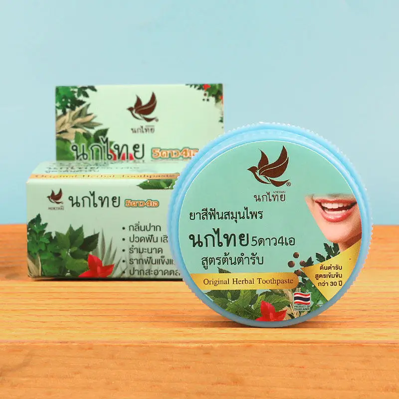 

Тайский травяной зубной порошок NOKTHAI 25г, натуральная формула для свежего дыхания и бережного ухода за полостью рта, Таиланд