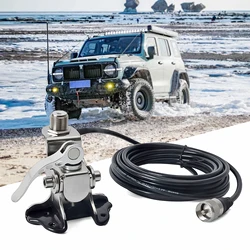 Car Antenna Mount Stainless Steel Clip Trunk Lid Hatchback Bracket Adjustable Angle With 5M Cable For Mobile Car Radio Antenna