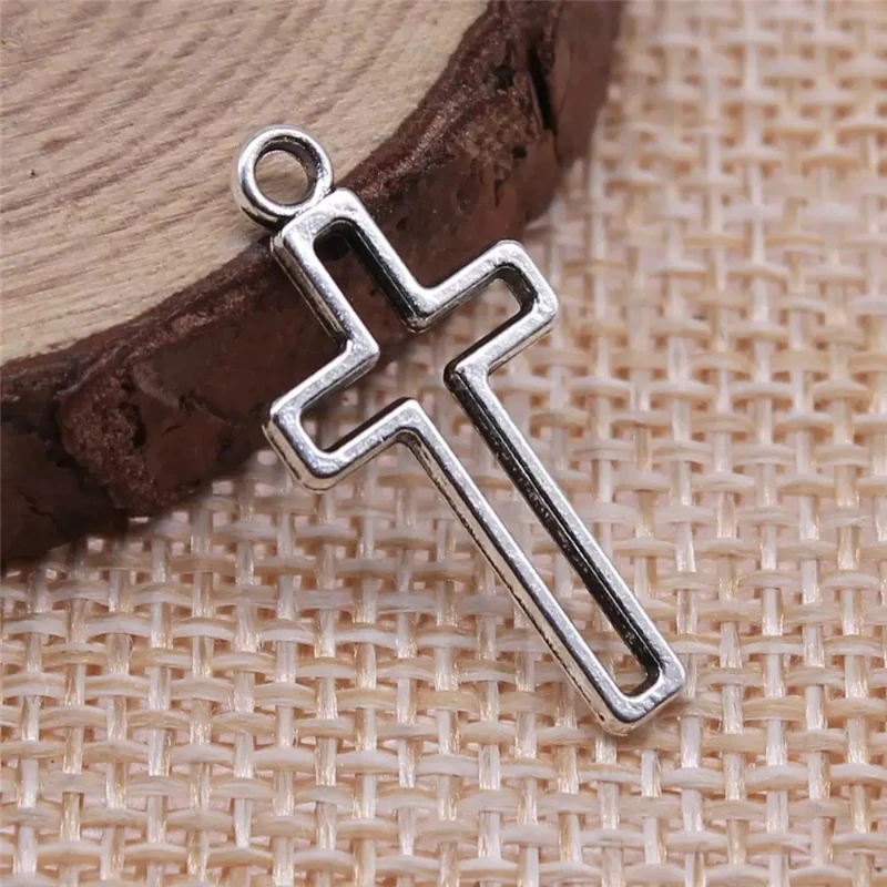 500 Stück antiksilberfarbene Kreuz-Anhänger, 23 x 11 mm, DIY-Armbänder, Ohrringe, Schmuckherstellung # 4206 – Detail 5