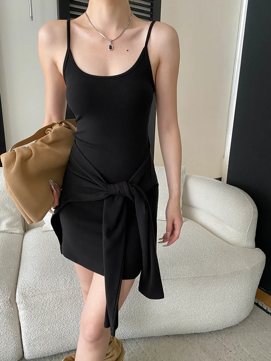Modisches, zweiteiliges Damenkleid mit Taillengürtel und schmaler Passform für Frühling und Sommer – Detail 5
