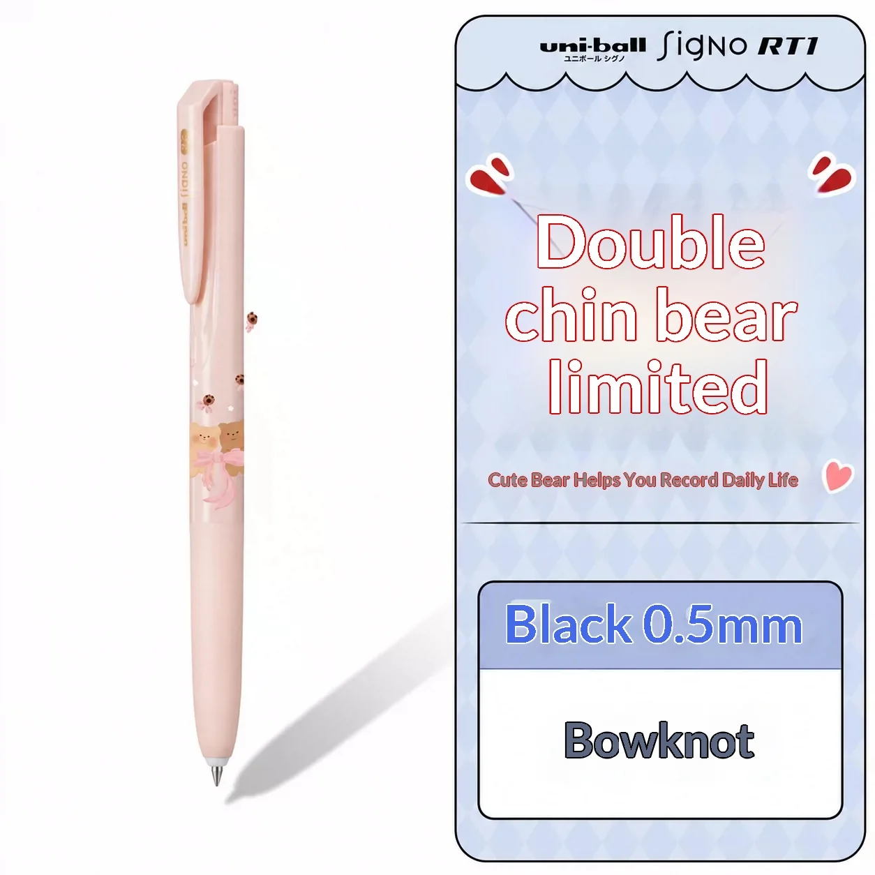 Japan Uni Einziehbarer Gelstift UMN-155N Uniball FIGNO PONGBEAR Limited 0,5 mm Low-Damping Arc-Spitze Ermüdungsfreies Schreibzubehör für langes Schreiben – Detail 12