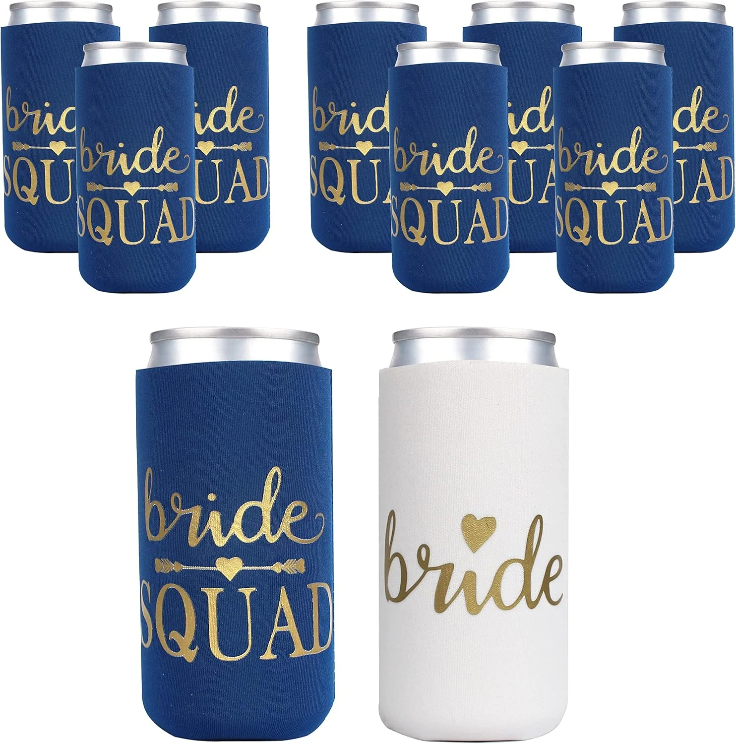 10er-Pack Junggesellinnenabschied-Dekorationen, schmale Dosenkühler, Brautjungfern- und Braut-Team-Dosenhüllen, Braut-To-Be-Hochzeitsantrag-Geschenk – Detail 6