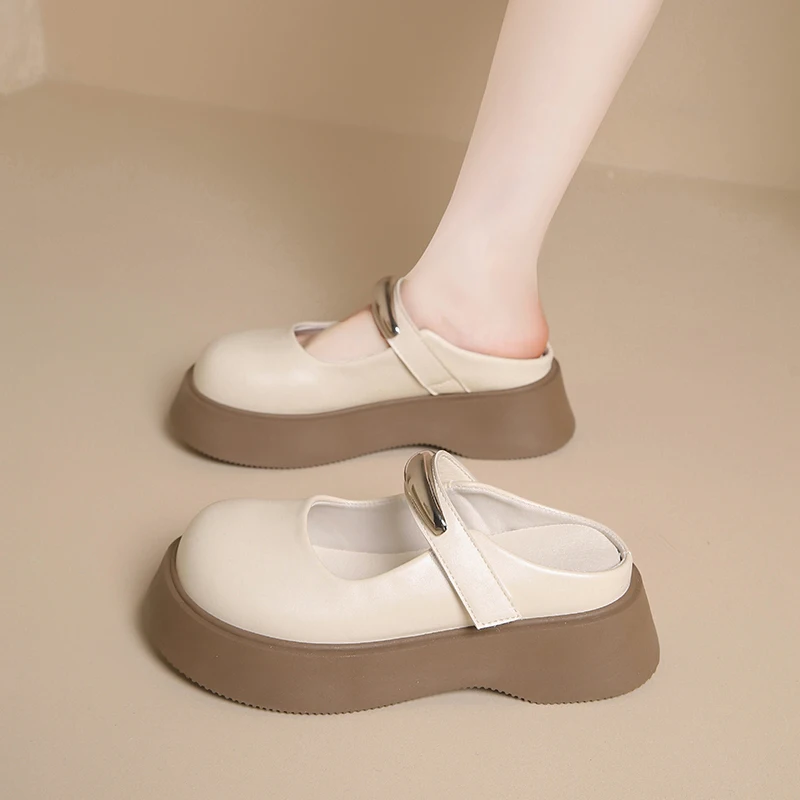 

CRLAYDK женские слипоны без спинки, прогулочные лоферы из искусственной кожи, тапочки на липучке, повседневные женские шлепанцы, увеличивающие рост