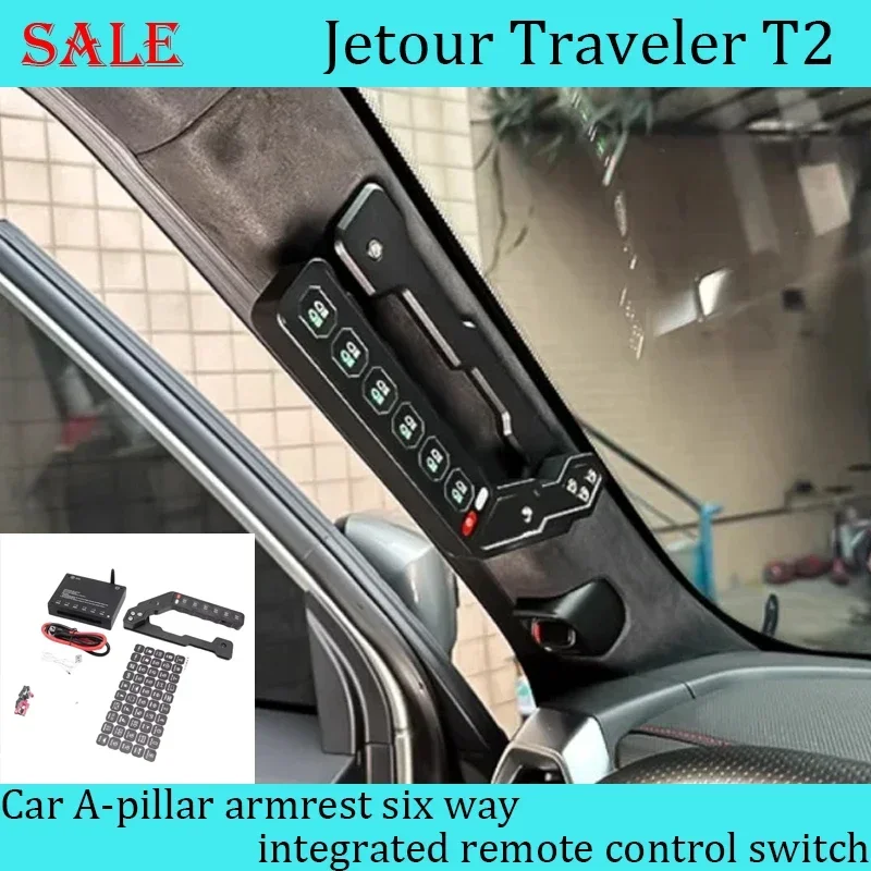 Fit for Jetour Traveler T2 2023 Car A-pillar Armrest Six-way Integrated Remote Control Switch Car Spotlight Interior Accessories