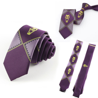 Anime JoJos Tie Kira Yoshikage Cosplay Necktie Unisex Skull Neck Skull Heavens Door Necktie Halloween Cosplay Costume Prop