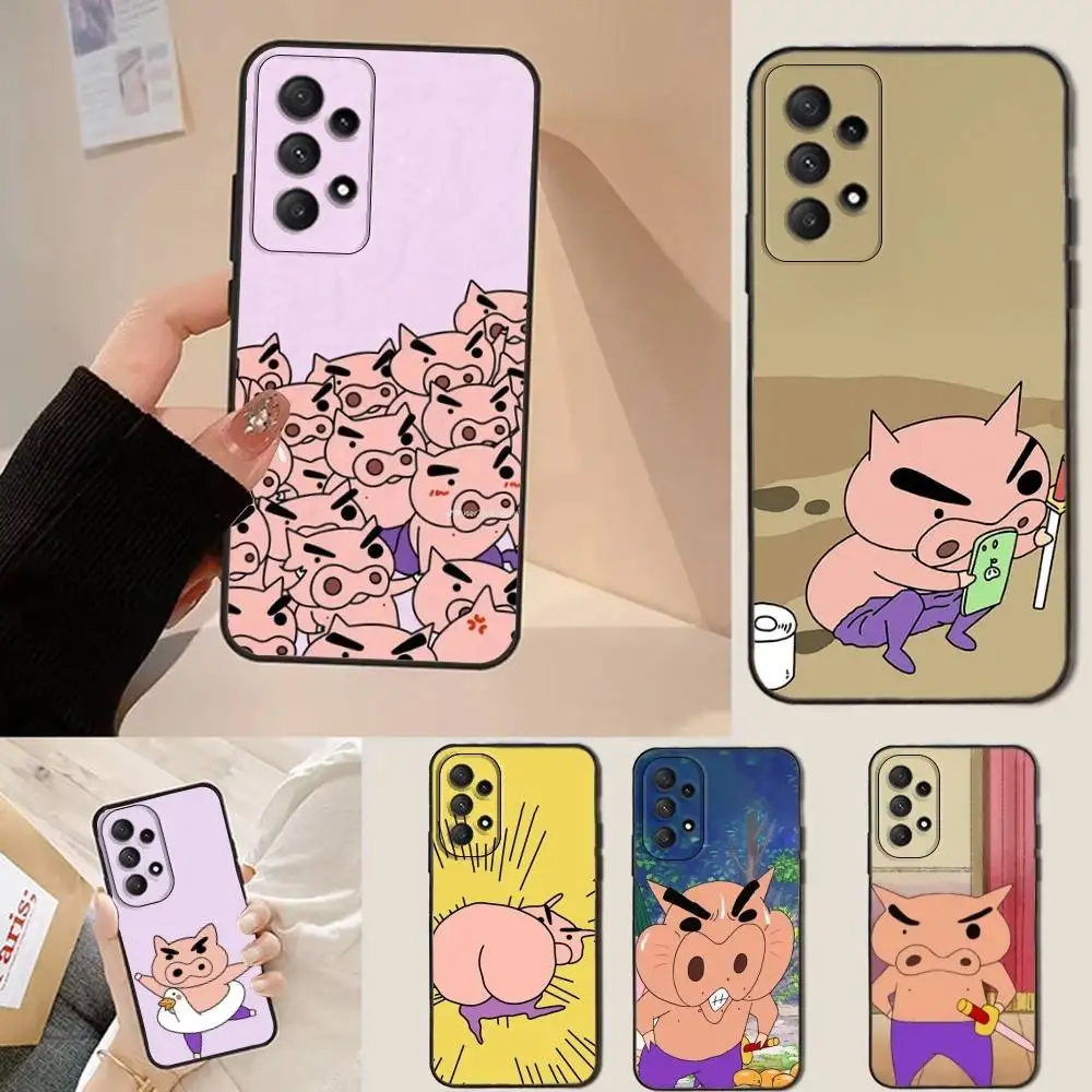 

B-Buriburizaemon Pig Phone Case For Samsung Galaxy A13,A21s,A22,A31,A32,A52,A53,A71,A80,Soft Black Shell