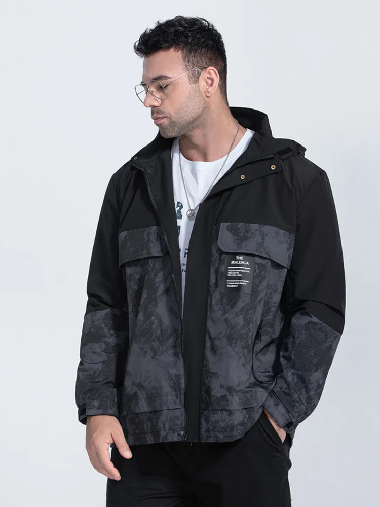 

Мужская куртка размера плюс, повседневная одежда, водонепроницаемое волокно из полиэфирного волокна, длинная застежка-молния, свободная посадка, универсальная для больших мужчин