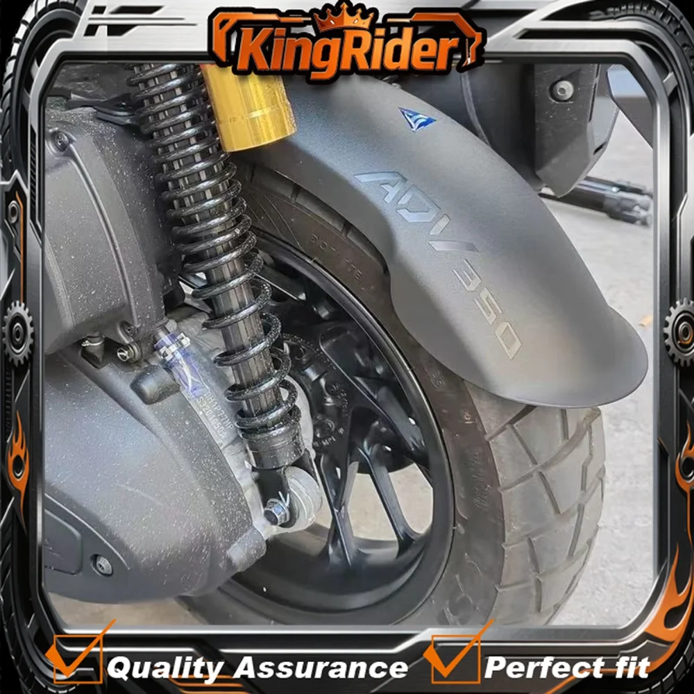 Motorcycle rear fender modification: extended and widened rear fender SDH350T-A, mud and water resistant cover ADV350