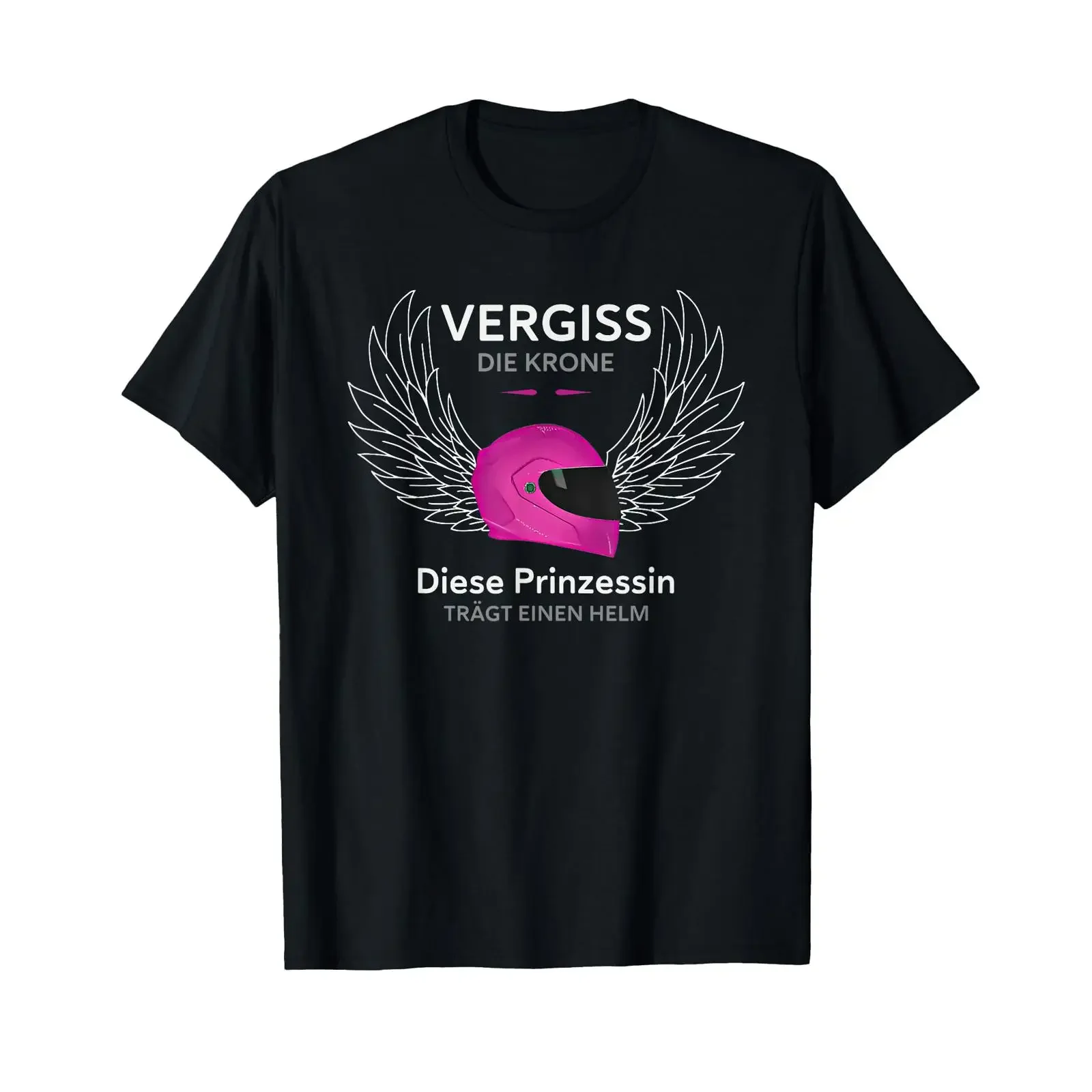 T Shirt with German Text Vergiss die krone diese prinzessin trägt einen Helmet black vintage Washed Stylish Unisex