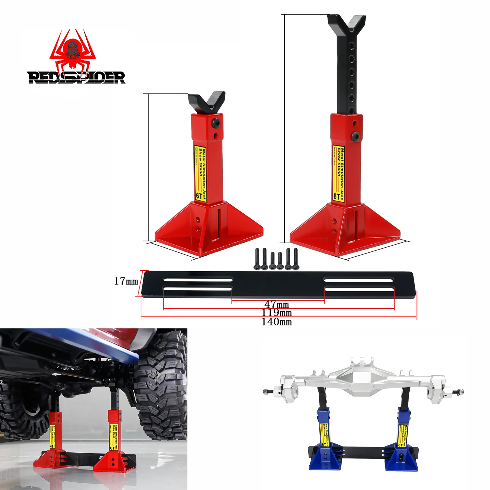 Modellauto Maßstab 1:10 Metall höhenverstellbare Wagenheberständer Reparaturwerkzeug für 1/10 RC Crawler TRX4 Axial SCX10 II Gen8 MST CFX