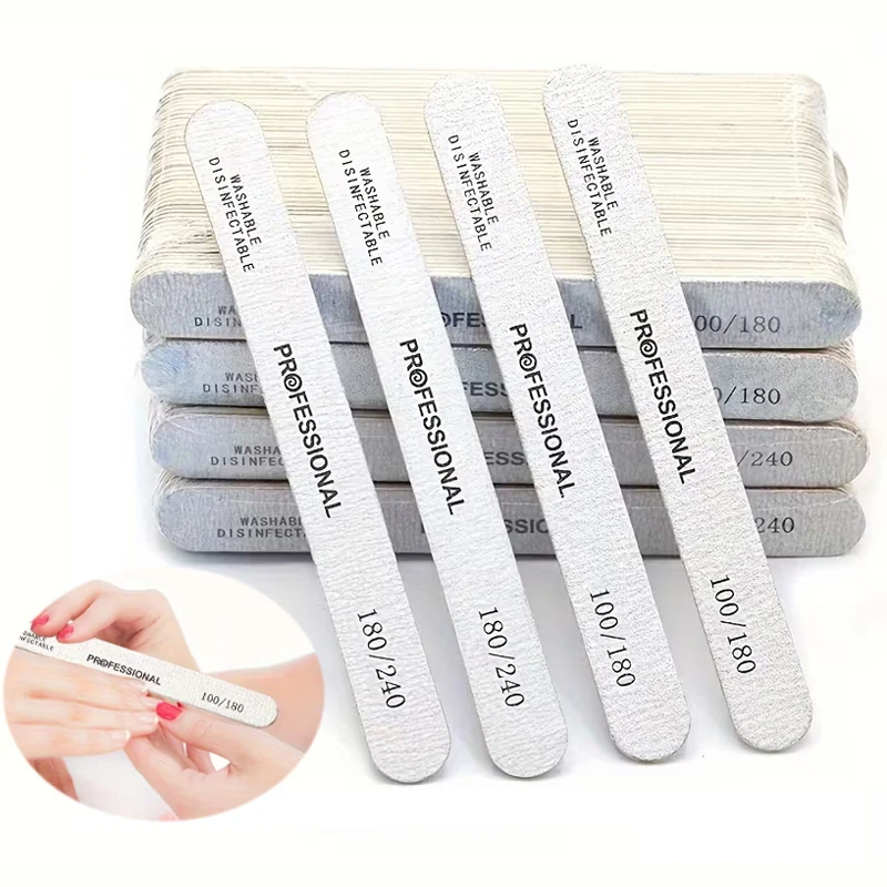 Lot de 10/30/50 Limes à Ongles 100/180/240 en Bois, Blocs de Ponçage, pour Pédicure, Manucure, Gel UV, Vernis à Ongles, Limes Professionnelles pour Faux Ongles