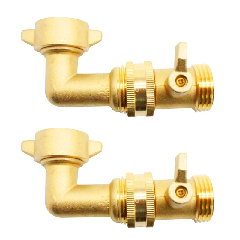 2Pcs 90 Degree Garden Hose Elbow 3/4 Inch Hose Brass Garden Hose Connector Kit For RV Water Hookups&Residential Faucets