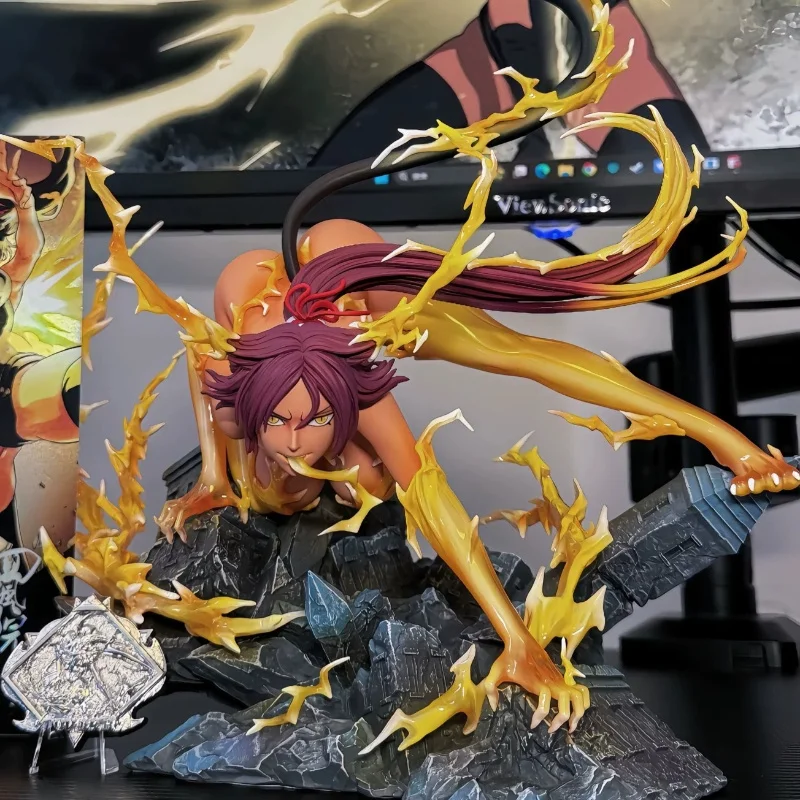 

Bleach Black Cat Yoruichi GK Statue Thousand Year Blood War Boxed Anime Figurine Desktop PC Case Decor Collectible Gift For Fans