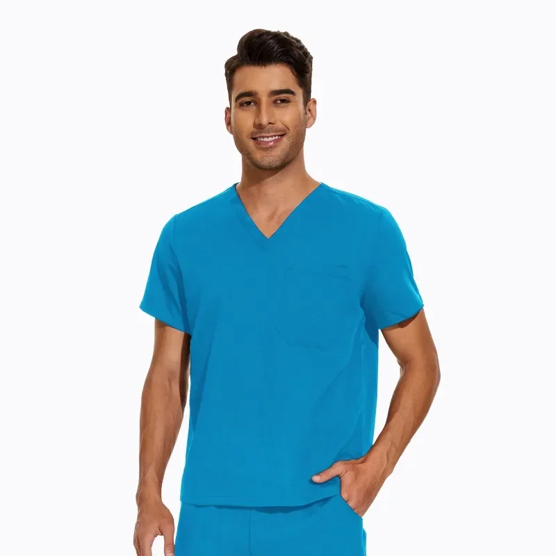 Operating Room Scrubs Set Short Sleeve Unisex Surgical Gown Pants for Doctors and Nurses Solid Colors Hospital Clinic Costume