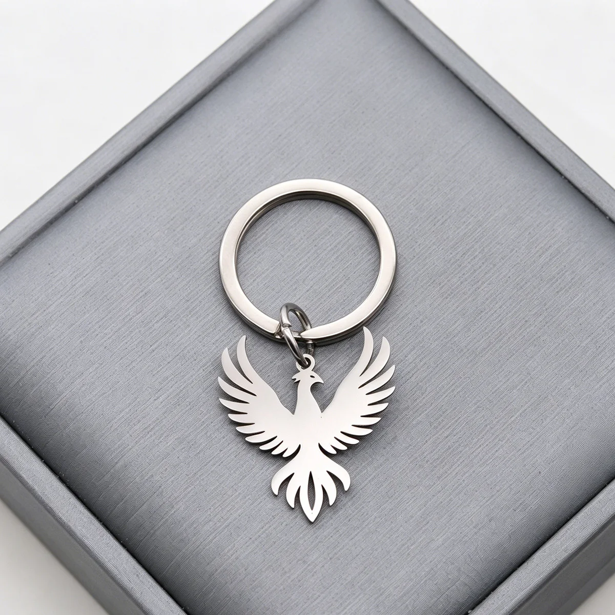 Geometric Rhombus Stainless Steel Keychain Pendant Key Ring Bag Charms For Handbags Accessories Women Jewelry Trinket Gifts
