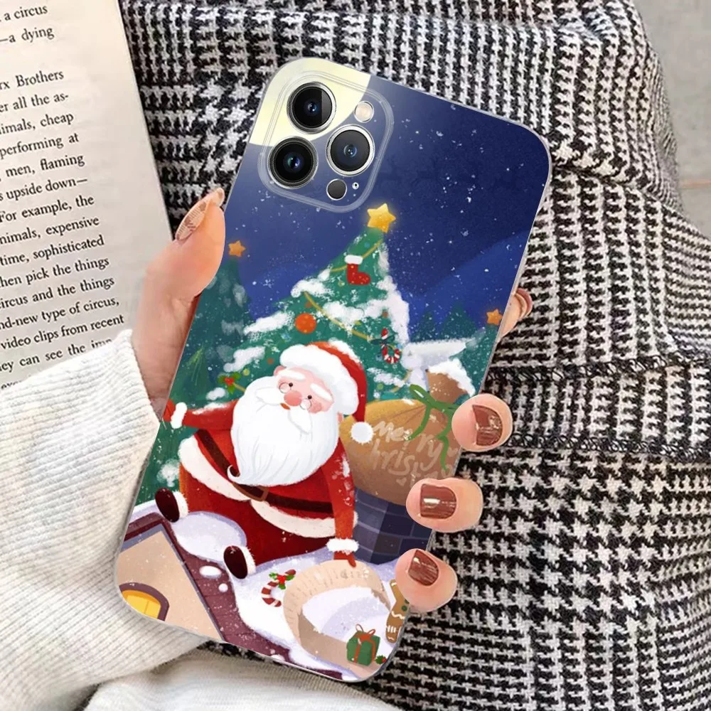 Christmas Cartoon New Year Gift Phone Case For iPhone 15 14 11 12 13 Mini Pro XS Max Cover 6 7 8 Plus X XR SE 2020 Funda Shell