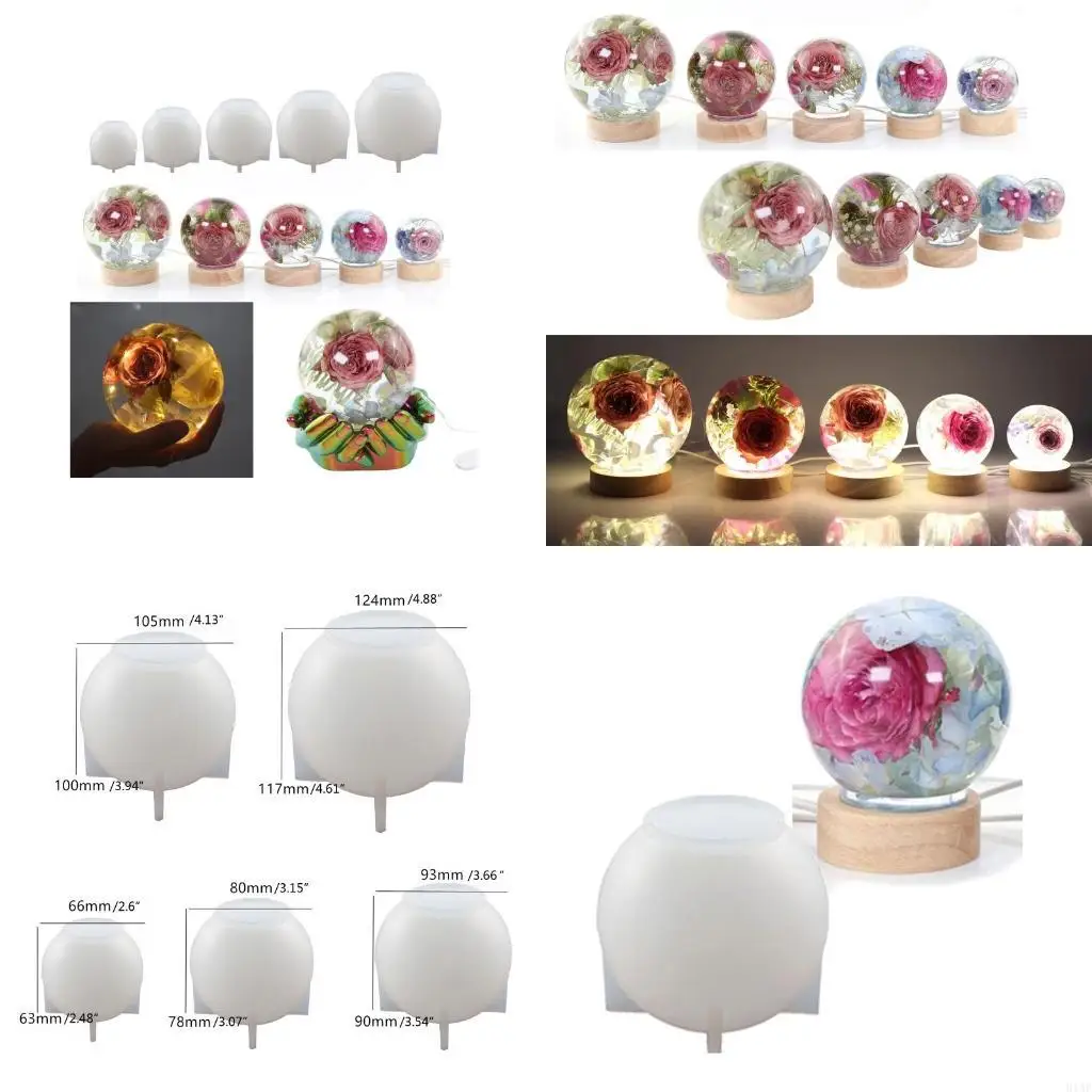 

91AF Silicone Crystal Ball Mold Round Ball Mould DIY Crafts Ornaments Decor