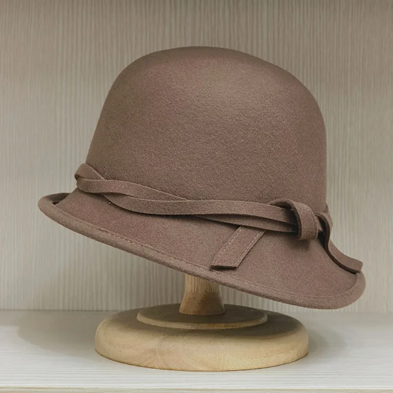Kobiety Jednolity kolor Ciepła czapka zimowa Wełniany kapelusz Cloche Kapelusz Fedora z szerokim rondem Kapelusz kościelny Kapelusz ślubny Kapelusz kubełkowy z kokardką