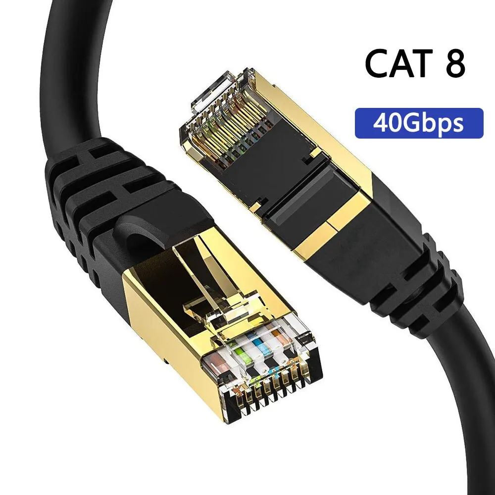 Cat 8 kabel Ethernet jaringan LAN Cat8 Rj45 kabel jaringan kecepatan 40Gbps 2000Mhz 26AWG untuk Router Pc Ps4 TV Laptop kabel RJ45