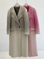 New Gradient Loose Double-sided Cashmere Coat Female Long New Korean Turn-down Collar Warm Woolen Coat Women Tide Autumn Winter
