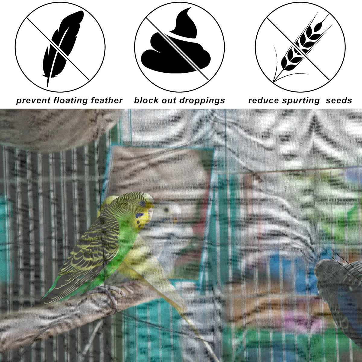 Bird Cage Cover Nylon Mesh Adjustable Bird Cage Seed Catcher Universal Birdcage Net Seed Feather Catcher Birdcage Cover Guard
