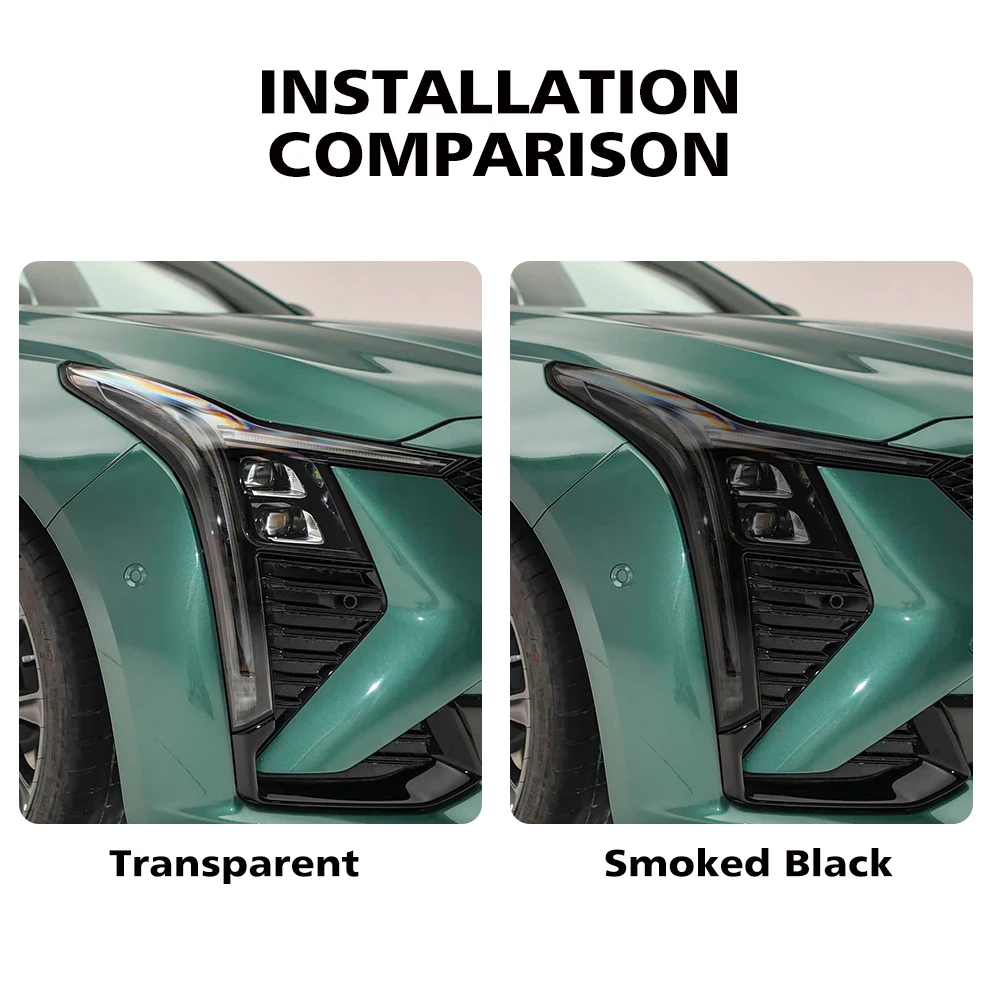 Premium TPU PPF for Cadillac CT5 2020-2026 High-Gloss Smoke Black Pre-Cut Headlight Cover Anti-Scratch Protective Vinyl Wrap Kit - view 4