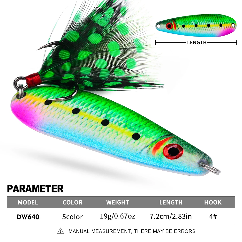 PROBEROS 1/5 قطعة مقياس السمك نمط ملعقة معدنية الصيد إغراء ، 19 جرام/7.2 سنتيمتر | طُعم صناعي لصيد الأسماك البحرية، خطاف طويل مضاد للرمي #3