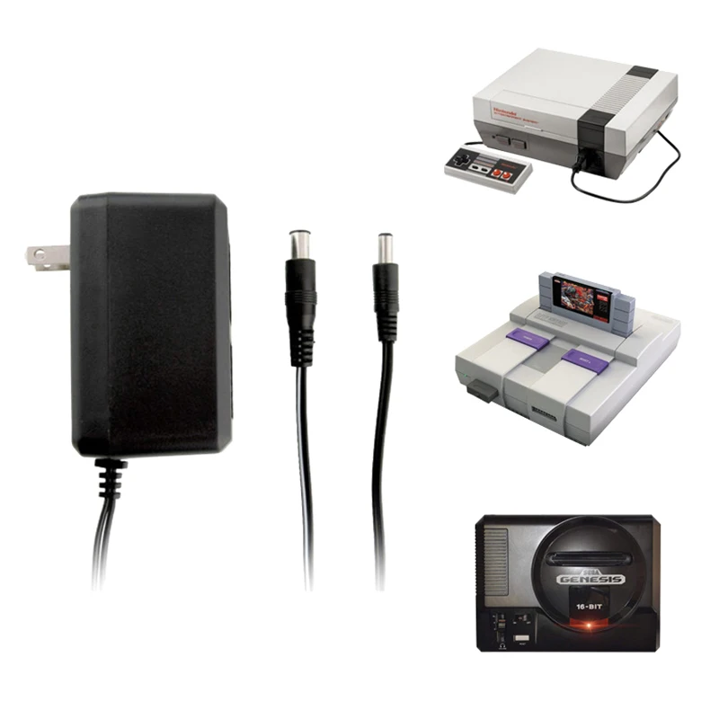 Adaptador de alimentação CA, SNES, NES, GENESIS, 9V, 3 em 1, Fonte de alimentação, 1 PC