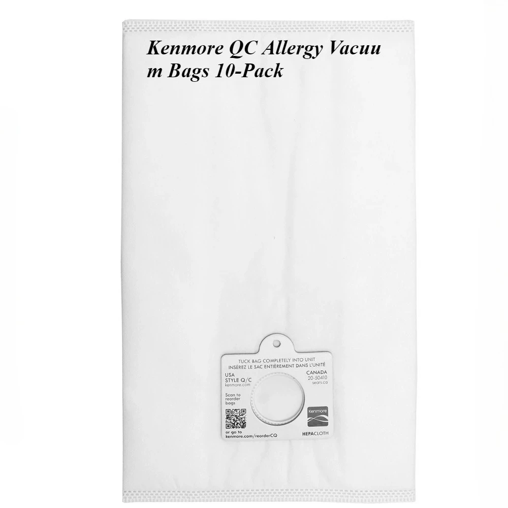 

Kenmore QC Allergy Vacuum Bags 10-Pack - HEPA-Type Non-Woven Filter Bags for Pet Hair/Dust Mite Control