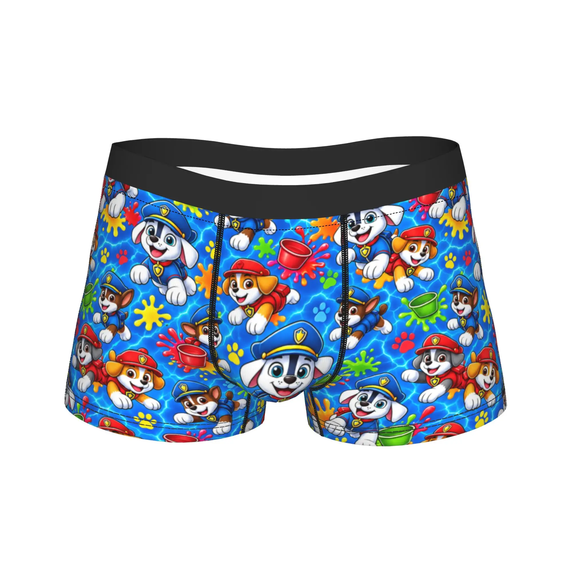 Paw Dogs Paint Splash Puppy Underwear  Men's Boxer Brief Breathable Boxershorts Quality Customs Plus Size Panties