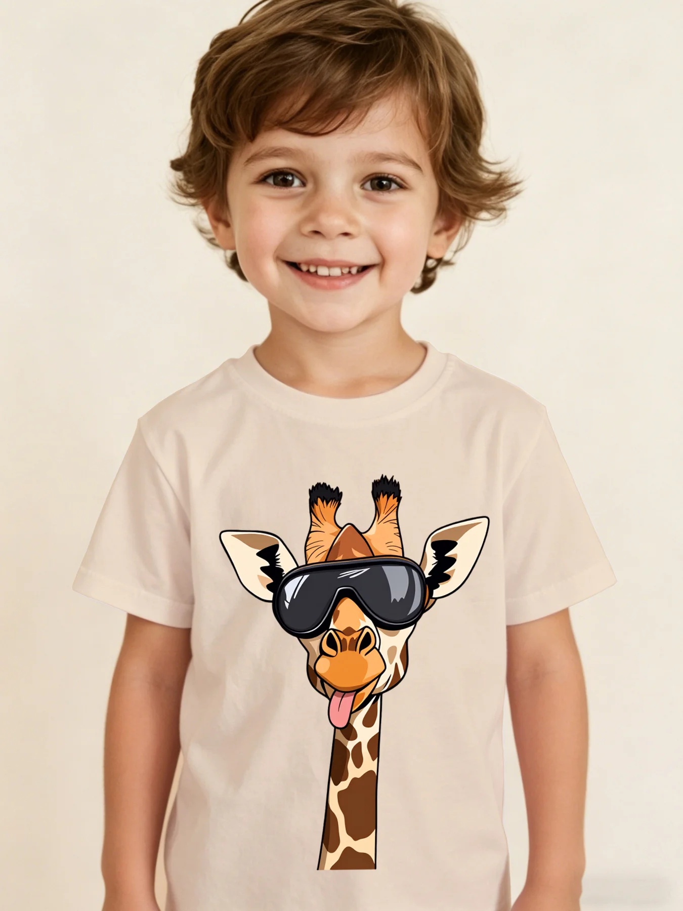 Brand Boys Kids Summer Short Sleeve T Shirt Cute Giraffe Cartoon Print Quick Dry Casual Basic Top Home Party Sport Wear