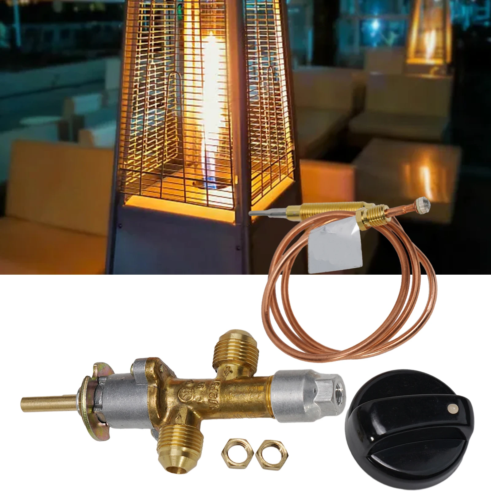 

Fire Flame Regulator Valve with Thermocoupler, 900mm Copper Inlet Tube , Perfect for Grills and Ovens Safe and Reliable