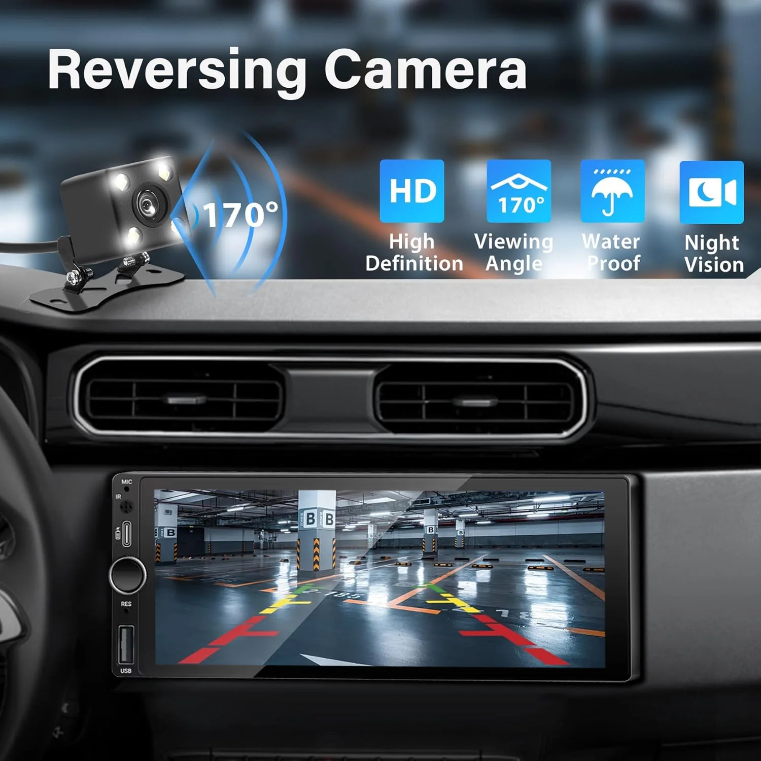 LEHX 1din 6.9 IPS Touch Screen Carplay Android Auto Mirror Link Car Radio Multimedia 1 din Car Stereo MP3 MP5 Player FM Headunit - Image 3