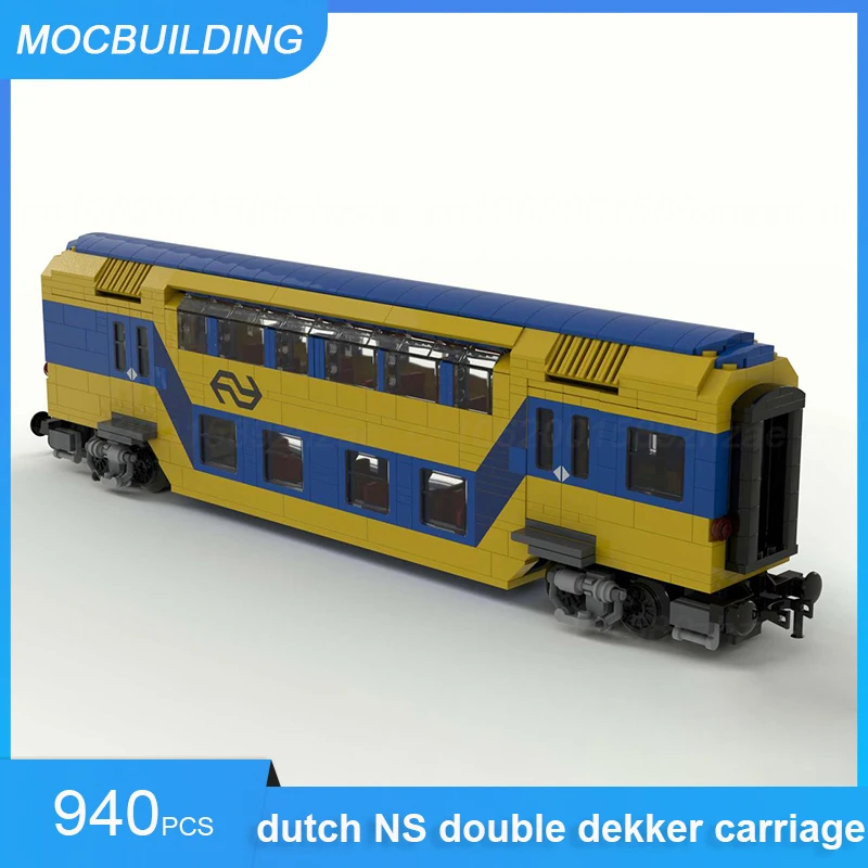 MOC Building Blocks Dutch NS Double Dekker 1st and 2nd Class Carriage DDZ DIY Assemble Bricks Train Series Toys Gifts 940PCS