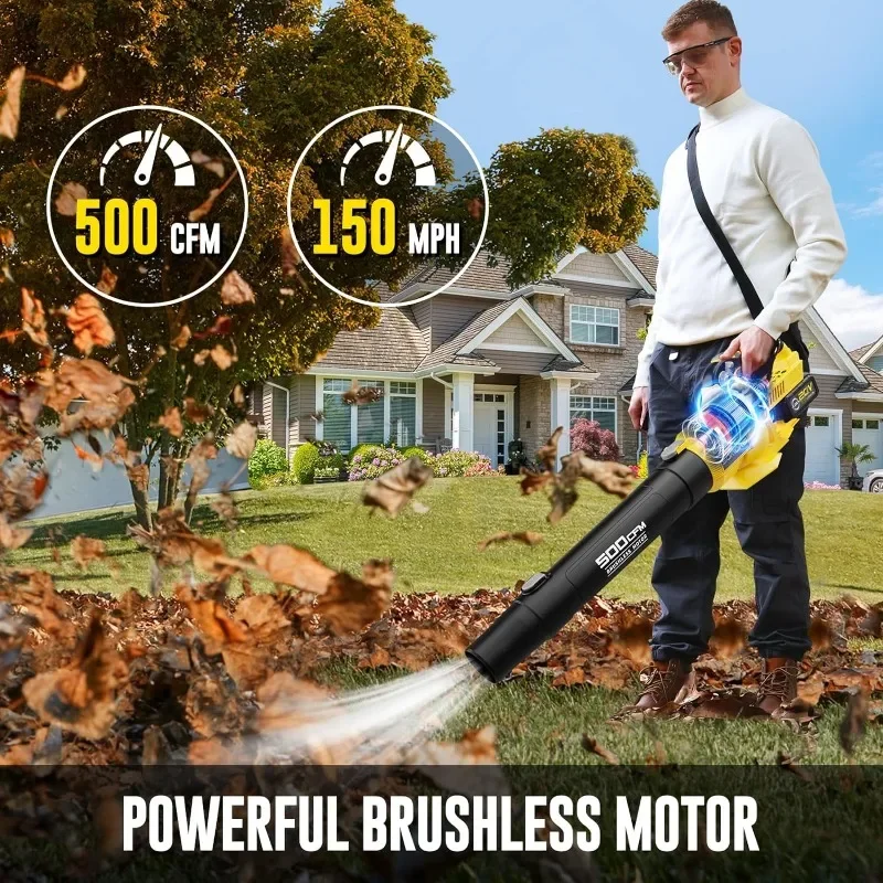 SOMOREI Cordless Leaf Blower - 500 CFM Brushless Electric Blower with 2 Packs 4.0Ah Battery & Charger - Battery Powered