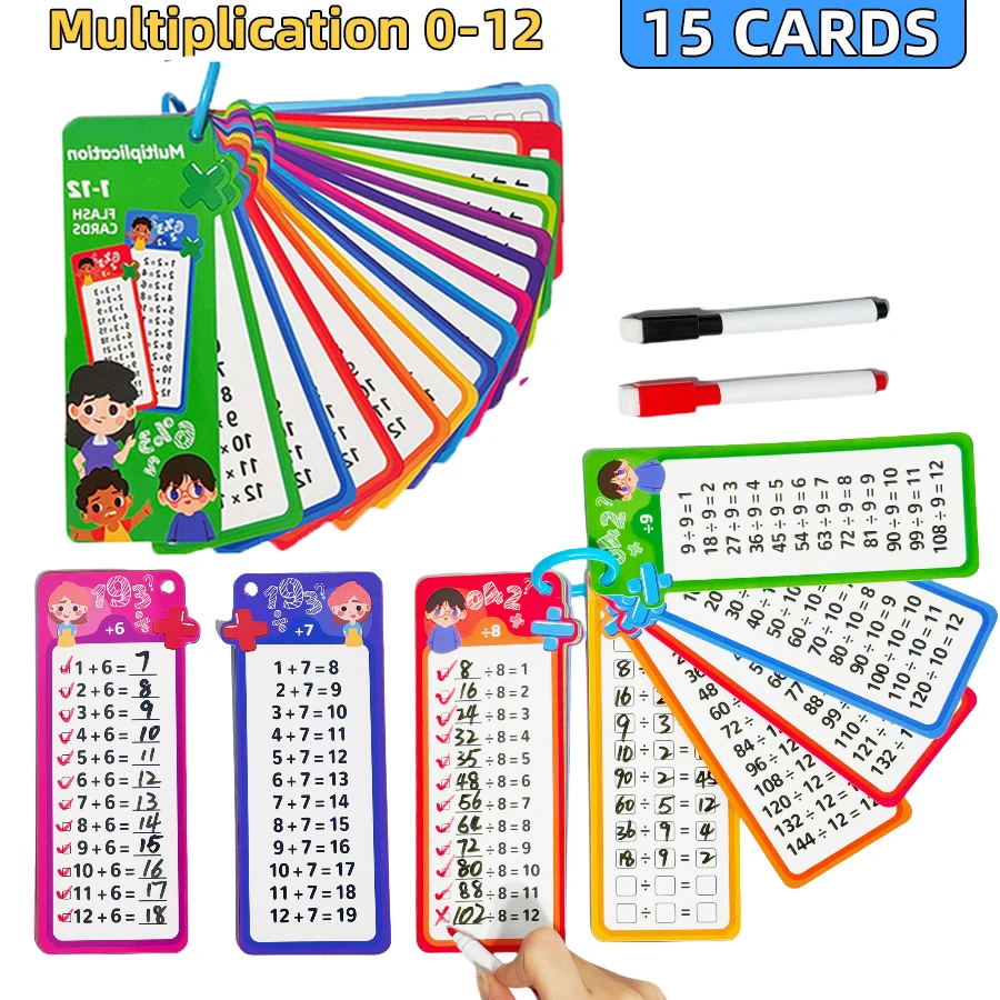 0-12 Multiplication Charts, Times Table Cards, Self Check Math Learning Tool, Montessori Mathematical Training, Teaching Aids