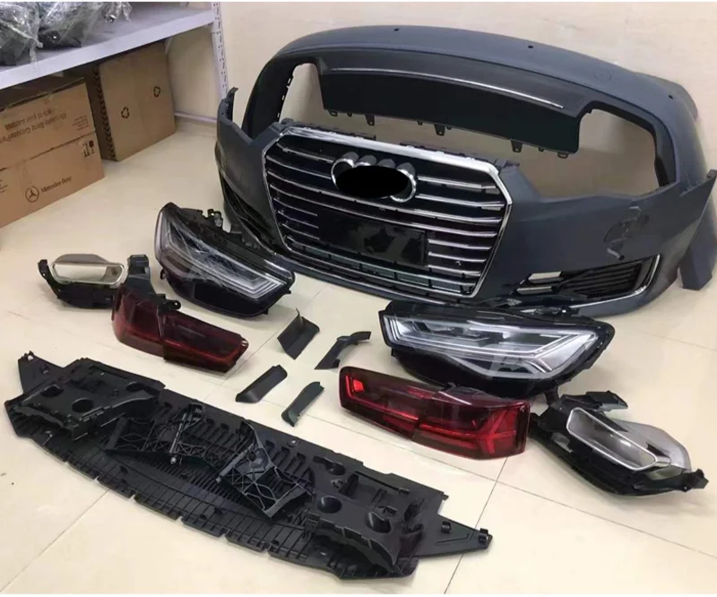 High Quality PP Material Sport Style Full Body Kit Fits  A6 C7 2013-2015 Old To New With Headlight Taillight
