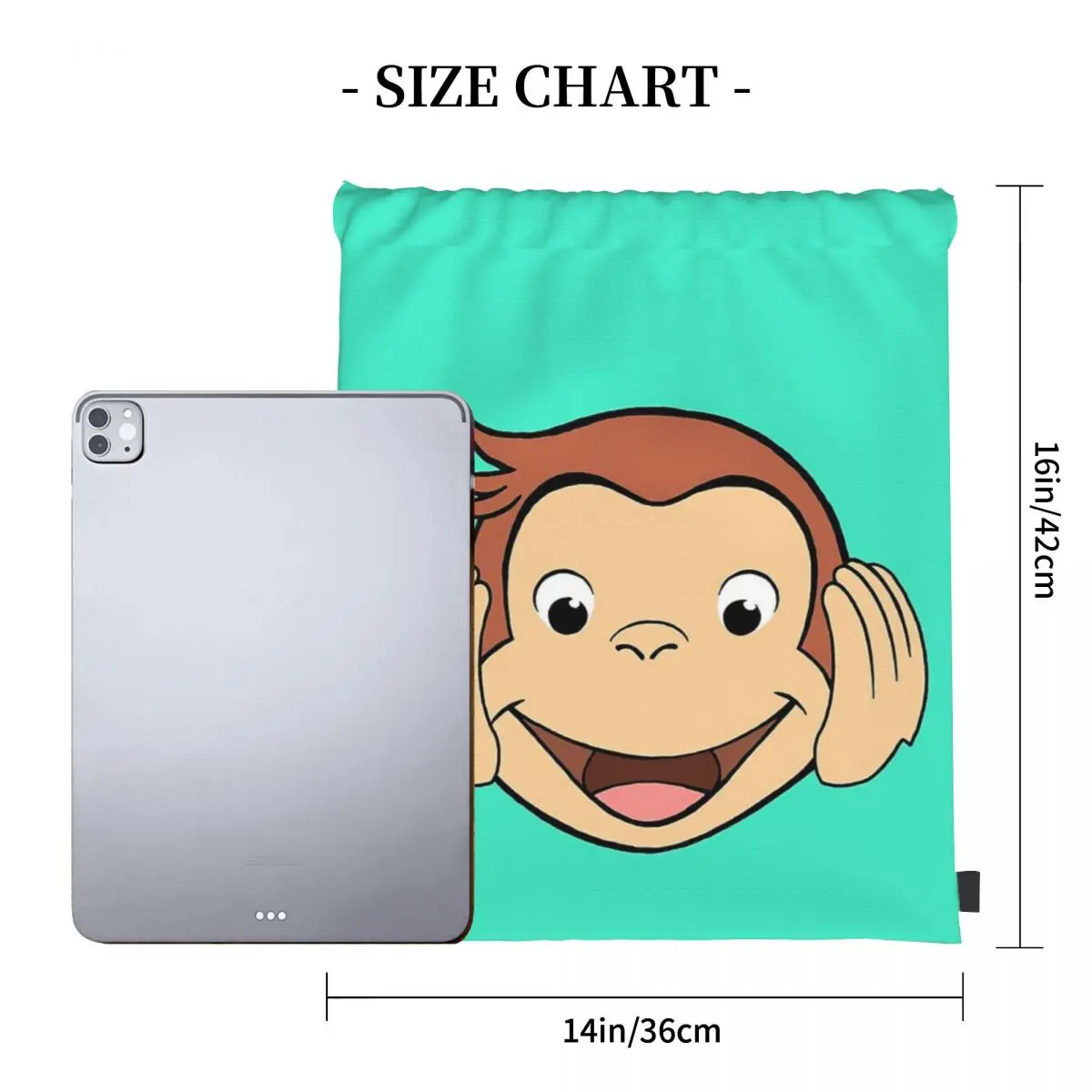 Curious George Backpacks Fashion Portable Drawstring Bags Drawstring Bundle Pocket Sundries Bag Book Bags For Man Woman Students