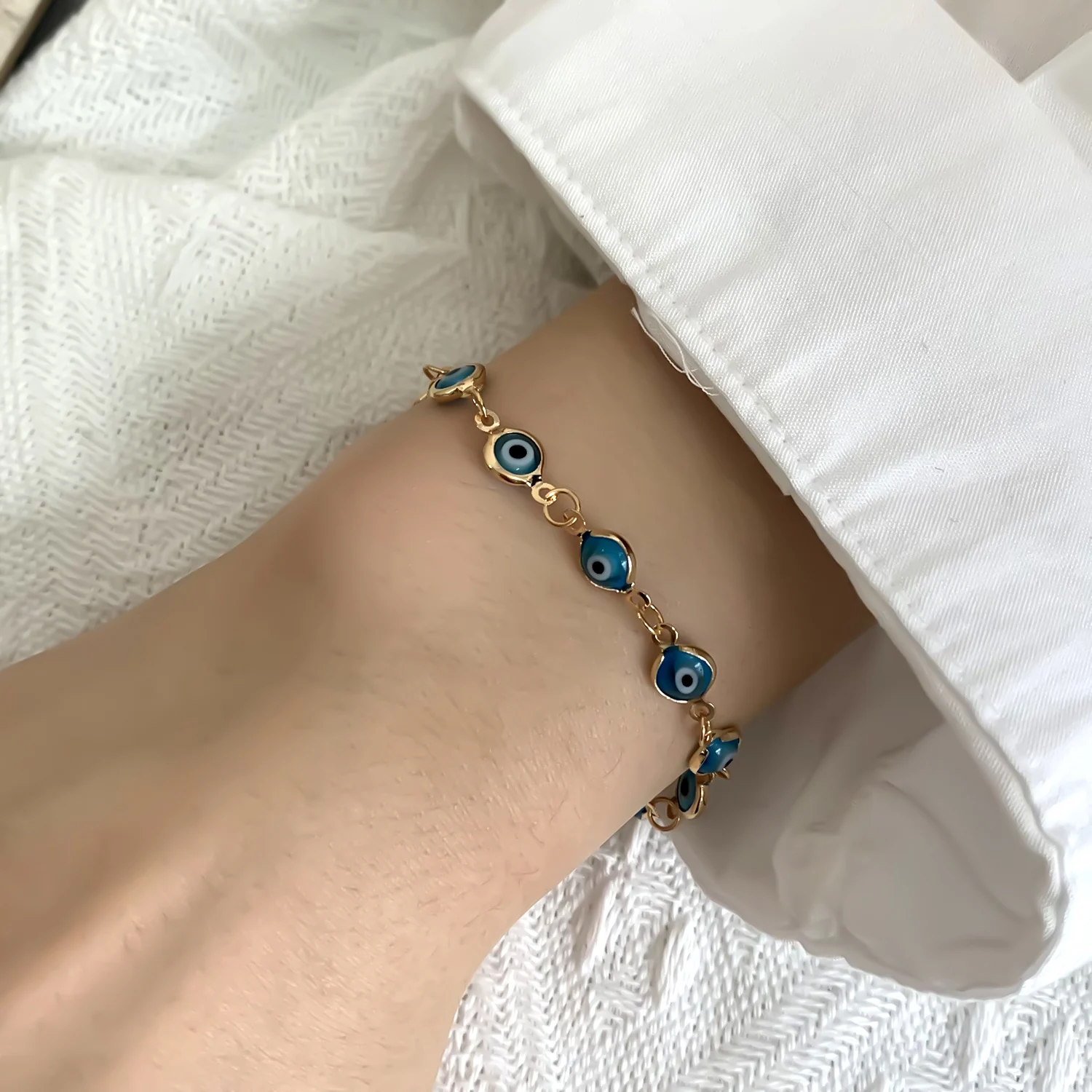Glücklich Türkei Evil Eye Armband Bunte Rot Blau Auge Ästhetischen Schmuck Für Frauen Einfache Trendy Einstellbare Metall Kette Armbänder – Detail 18