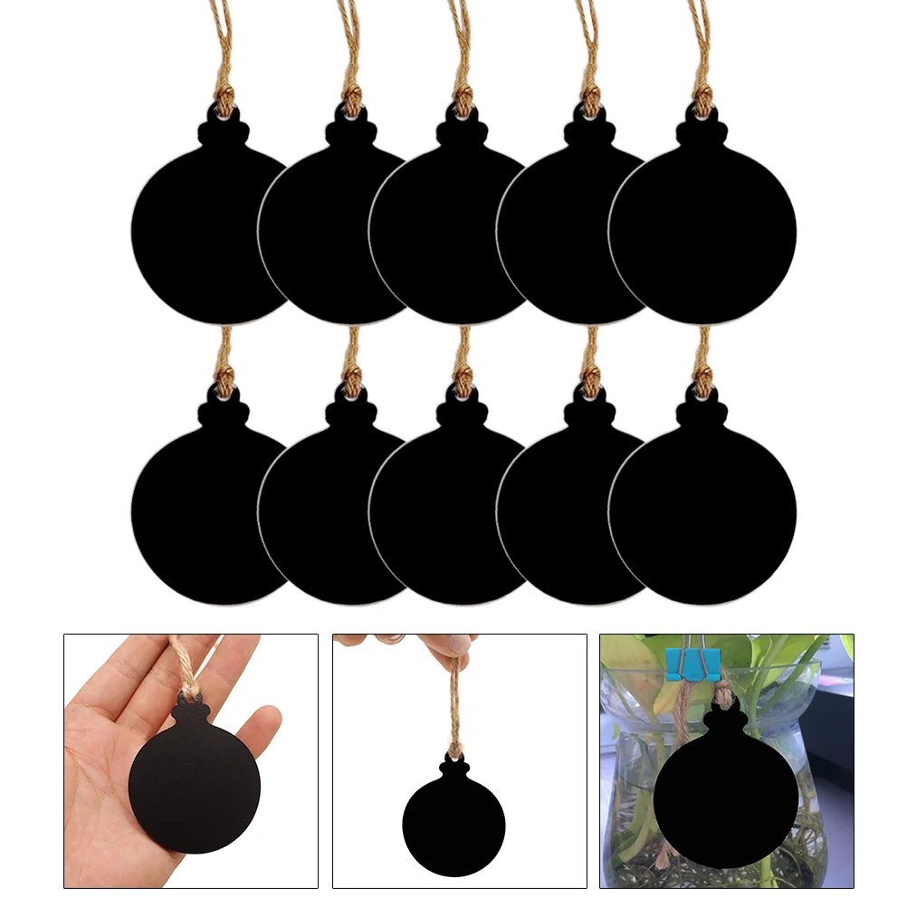 

10 PCS Christmas Tree Child Blackboard Wedding Bamboo Hanging Sign Mini Wooden Chalkboard