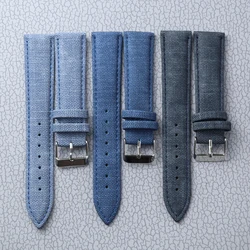 Denim Leather Strap 10mm 12mm 14mm 16mm 18mm 20mm 22m Denim Canvas Watch Band Accessories Belt for Cowboy Wristband