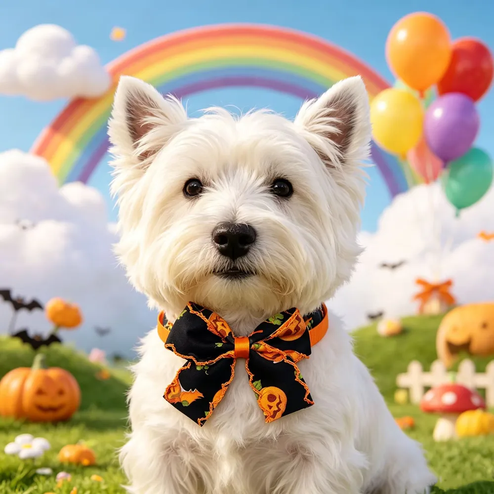 50/100 Stück Halloween-Halsbänder für Hunde, Haustier-Schleifen, kleine Schleifen für Hunde und Katzen, Kürbis-Design, Welpen-Accessoires, Hundepflege, Haustierbedarf – Detail 3