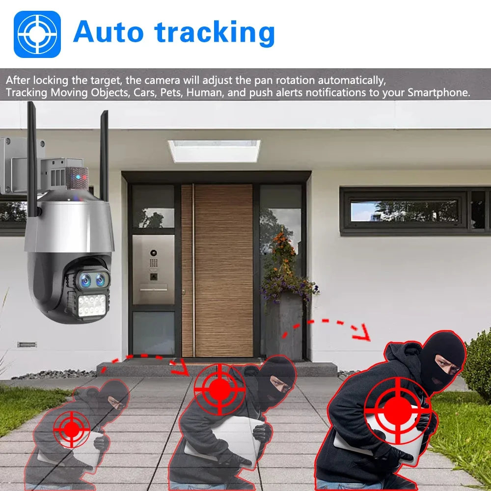 8MP HD Outdoor WiFi CCTV Camera 8X Zoom Security System Kit 10CH NVR Recorder Wireless IP Camera Video Surveillance System XMEYE