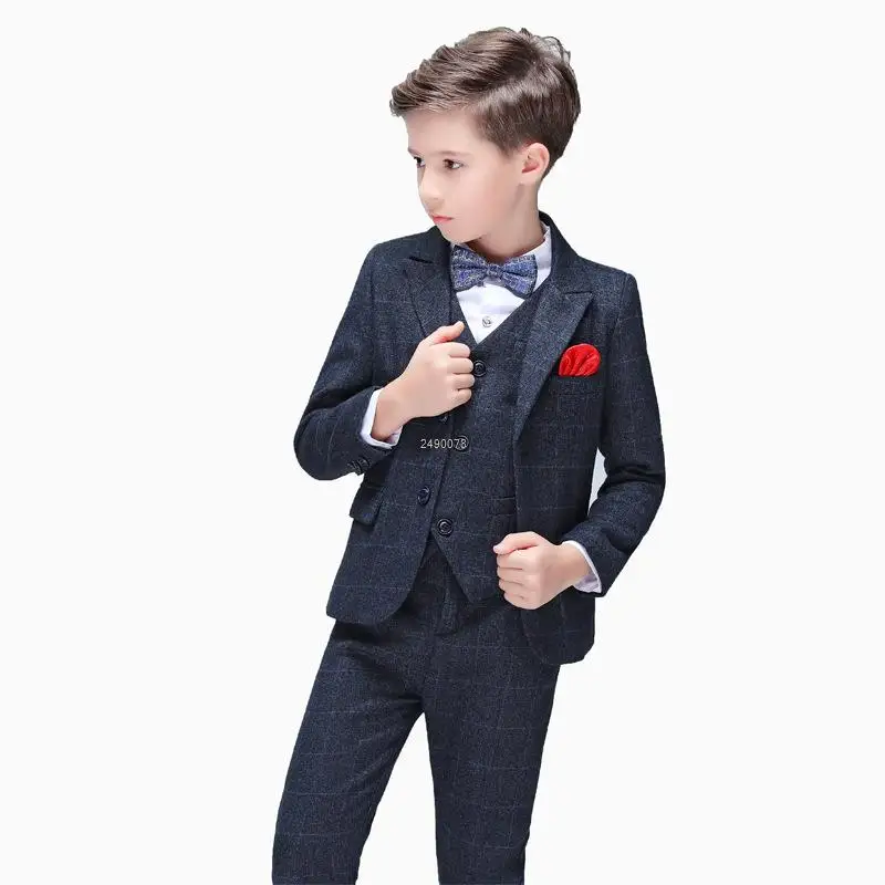 Boys Luxurious Wedding Suit Kids Formal Birthday Party Tuxedo Set Children Photograph Dress Child Performance Dance Show Costume